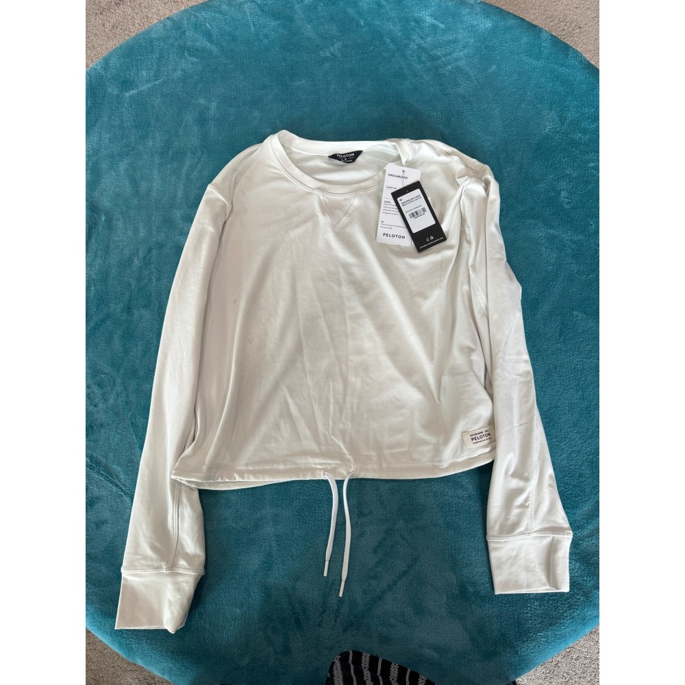 Peloton Dreamblend Crew Neck Long Sleeve Pullover White WT01073 Womens M NWT